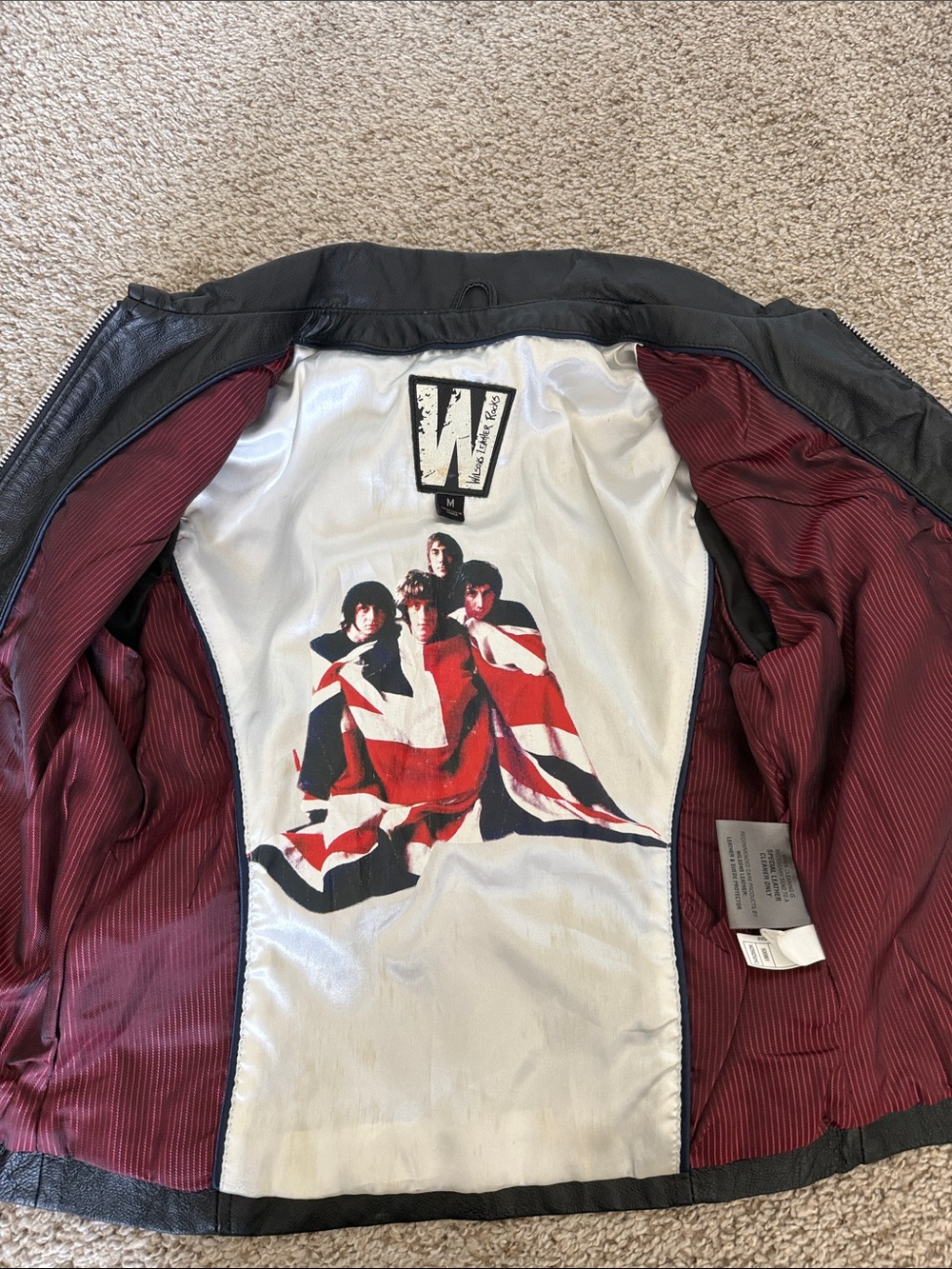 Wilsons Leather Black Studded The Who Graphic Moto Jacket - Picture 4 of 14